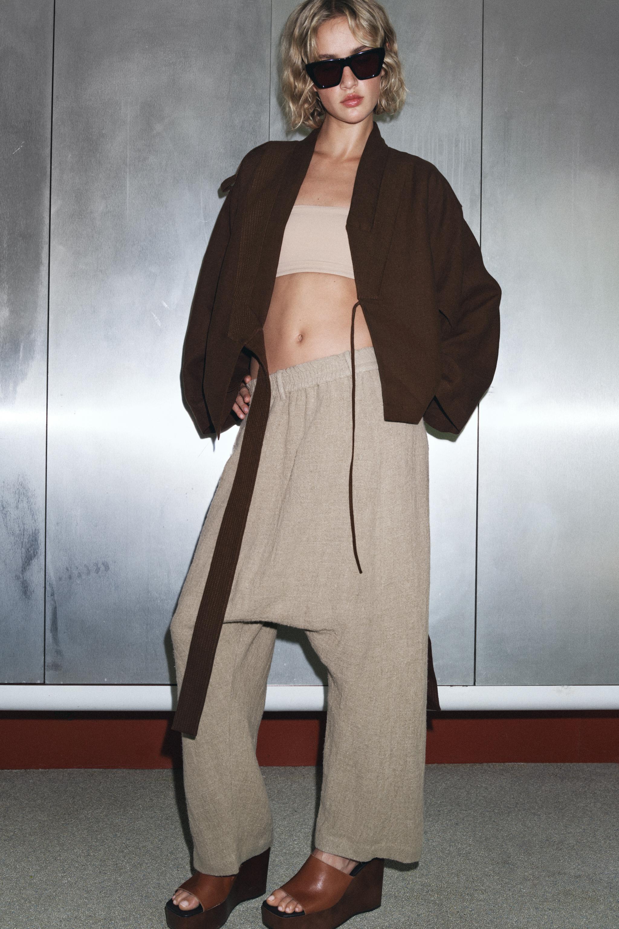 LIMITED EDITION 100% LINEN LOW-RISE PANTS